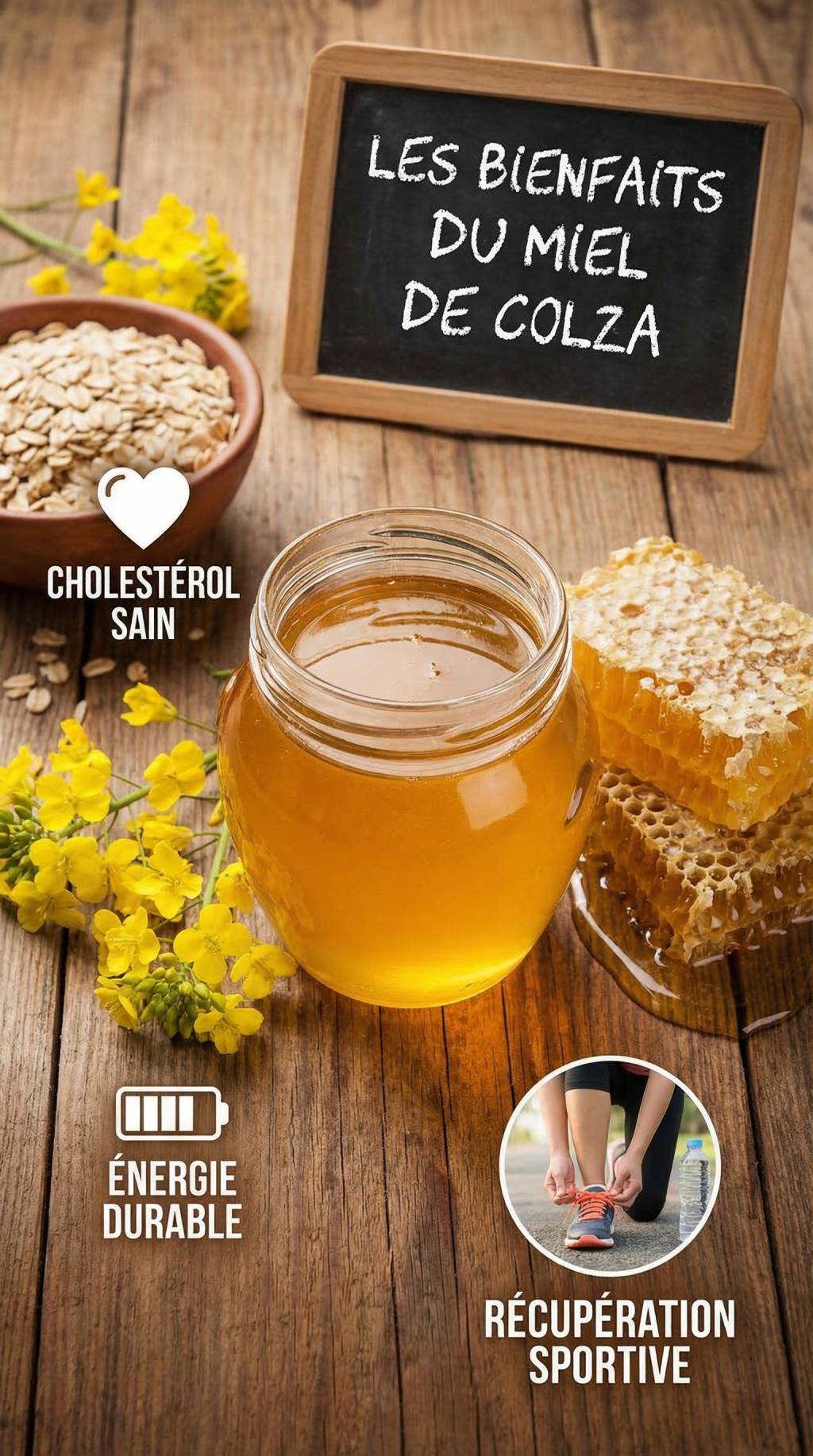 Les bienfaits du miel de colza sur le cholestérol, l’énergie durable et la récupération sportive