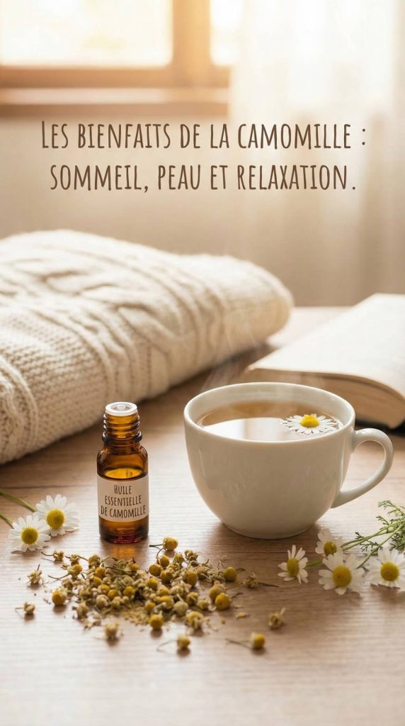 Les bienfaits la camomille en tisane et en huile essentielle pour le sommeil, la peau et la relaxation